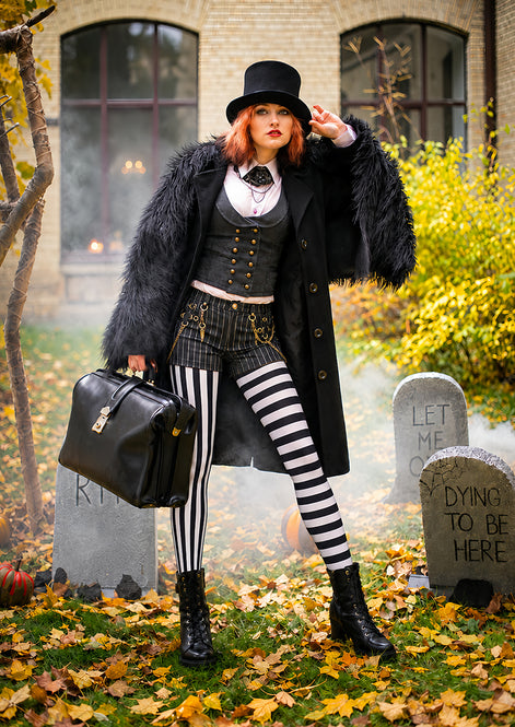 Beetlejuice Inspired Stripe Tights Hosiery Pantyhose L69-13