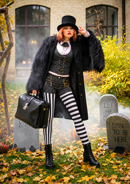 Beetlejuice Inspired Stripe Tights Hosiery Pantyhose L69-13