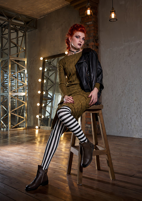 Beetlejuice Inspired Stripe Tights Hosiery Pantyhose L69-13
