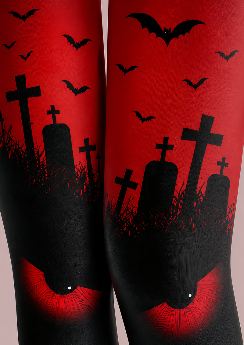 Haunted Graveyard Tights Hosiery Pantyhose L69-14
