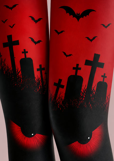 Haunted Graveyard Tights Hosiery Pantyhose L69-14