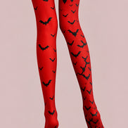 Red Bat Graphic Tights Hosiery Pantyhose L69-15