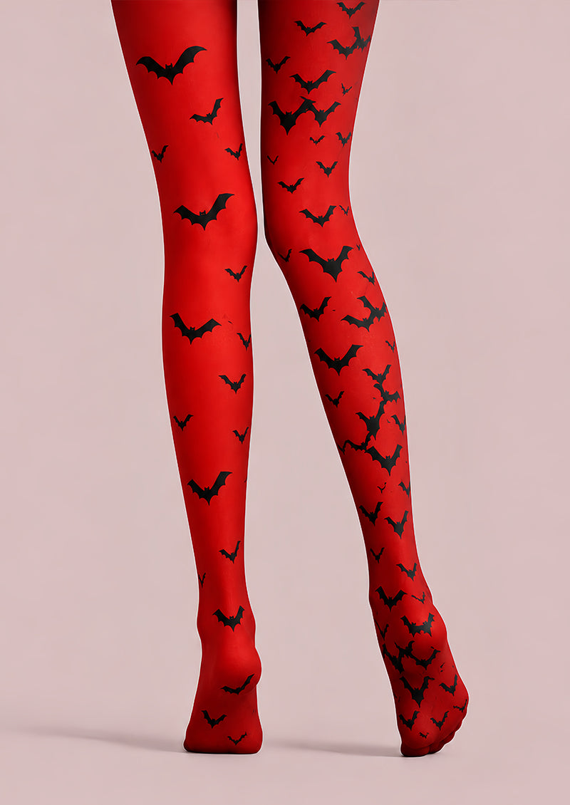 Red Bat Graphic Tights Hosiery Pantyhose L69-15