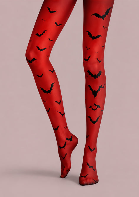 Red Bat Graphic Tights Hosiery Pantyhose L69-15