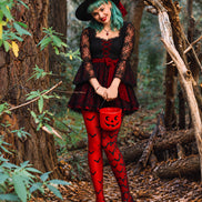Red Bat Graphic Tights Hosiery Pantyhose L69-15