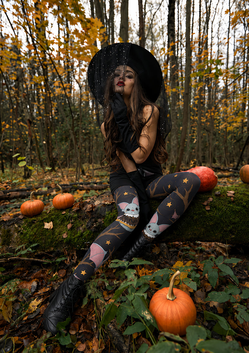 Cute Flying Bat Graphic Tights Hosiery L69-18