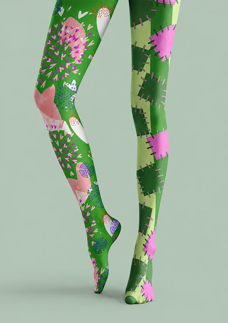 Monster Patchwork Tights Hosiery Pantyhose L69-19