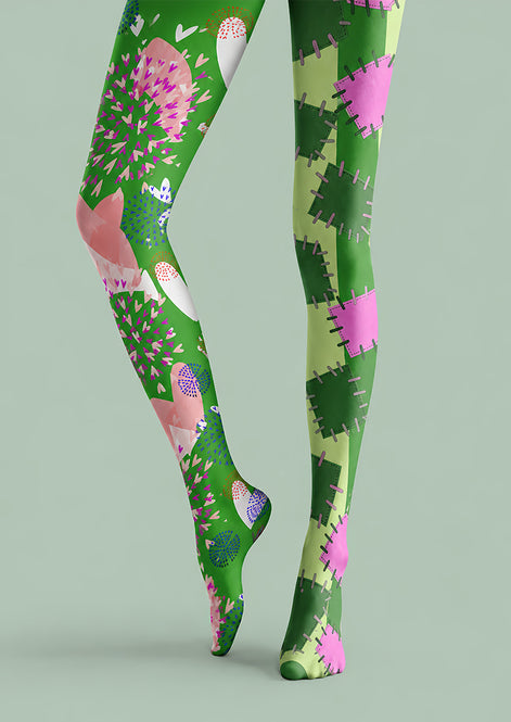 Monster Patchwork Tights Hosiery Pantyhose L69-19