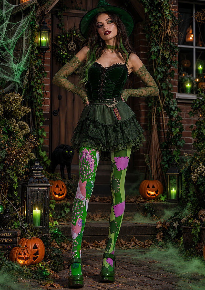 Monster Patchwork Tights Hosiery Pantyhose L69-19