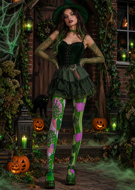 Monster Patchwork Tights Hosiery Pantyhose L69-19