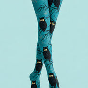 Dark Forest Owl Print Tights Hosiery Pantyhose L69-20
