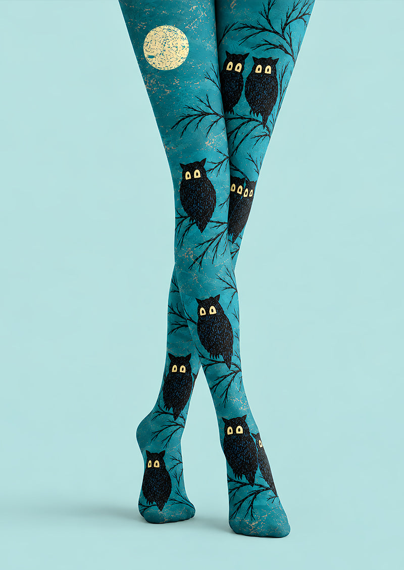Dark Forest Owl Print Tights Hosiery Pantyhose L69-20