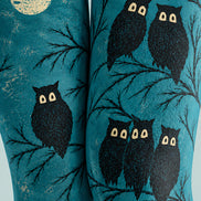 Dark Forest Owl Print Tights Hosiery Pantyhose L69-20