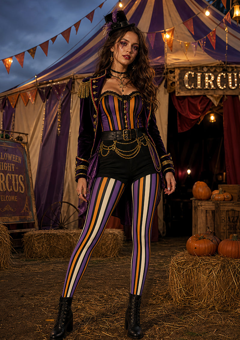 Witchy Stripe Halloween Tights Colorful Pantyhose L69-21