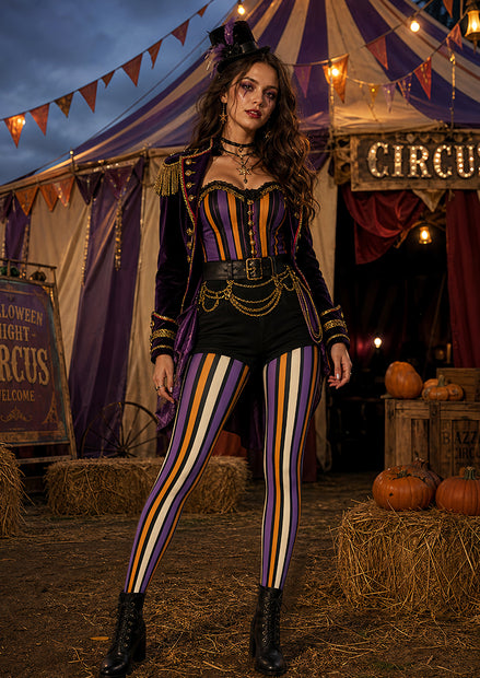 Witchy Stripe Halloween Tights Colorful Pantyhose L69-21
