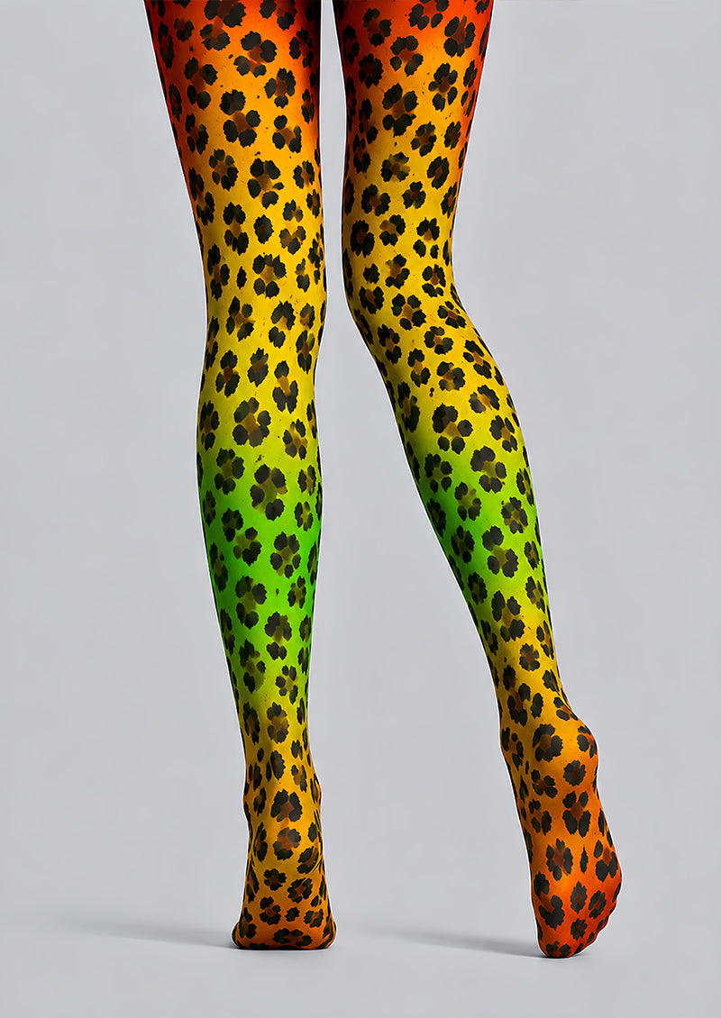Neon Leopard Print Tights Hosiery Pantyhose L69-3