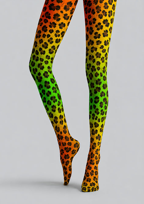 Neon Leopard Print Tights Hosiery Pantyhose L69-3
