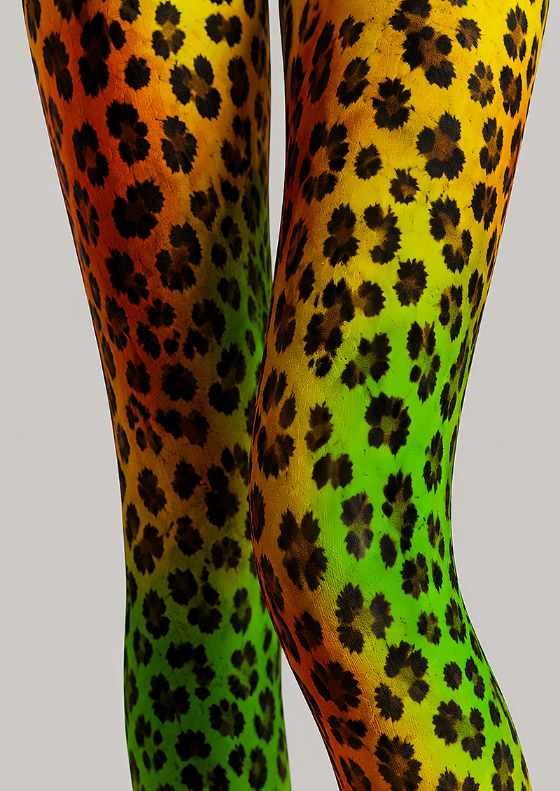 Neon Leopard Print Tights Hosiery Pantyhose L69-3