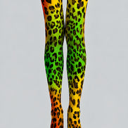 Neon Leopard Print Tights Hosiery Pantyhose L69-3