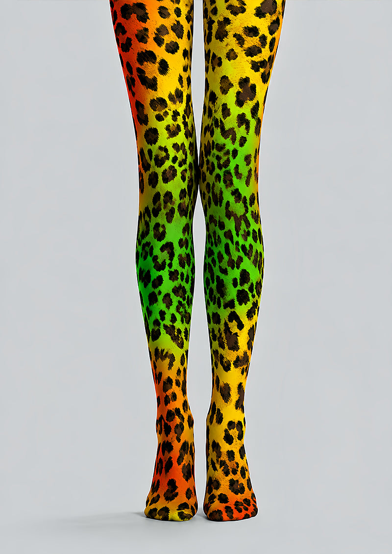 Neon Leopard Print Tights Hosiery Pantyhose L69-3