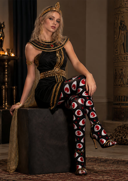 Spooky Red Eyes Halloween Tights L69-32