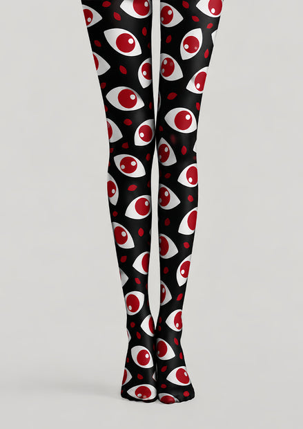 Spooky Red Eyes Halloween Tights L69-32