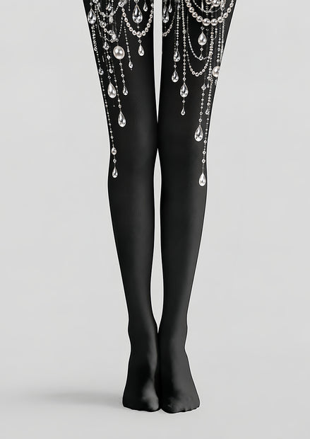 Black Pearl Chain Statement Tights L69-33