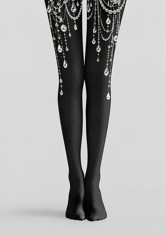 Black Pearl Chain Statement Tights L69-33