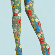 Romantic Floral Garden Print Tights Hosiery Pantyhose L69-37