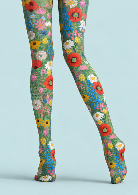 Romantic Floral Garden Print Tights Hosiery Pantyhose L69-37