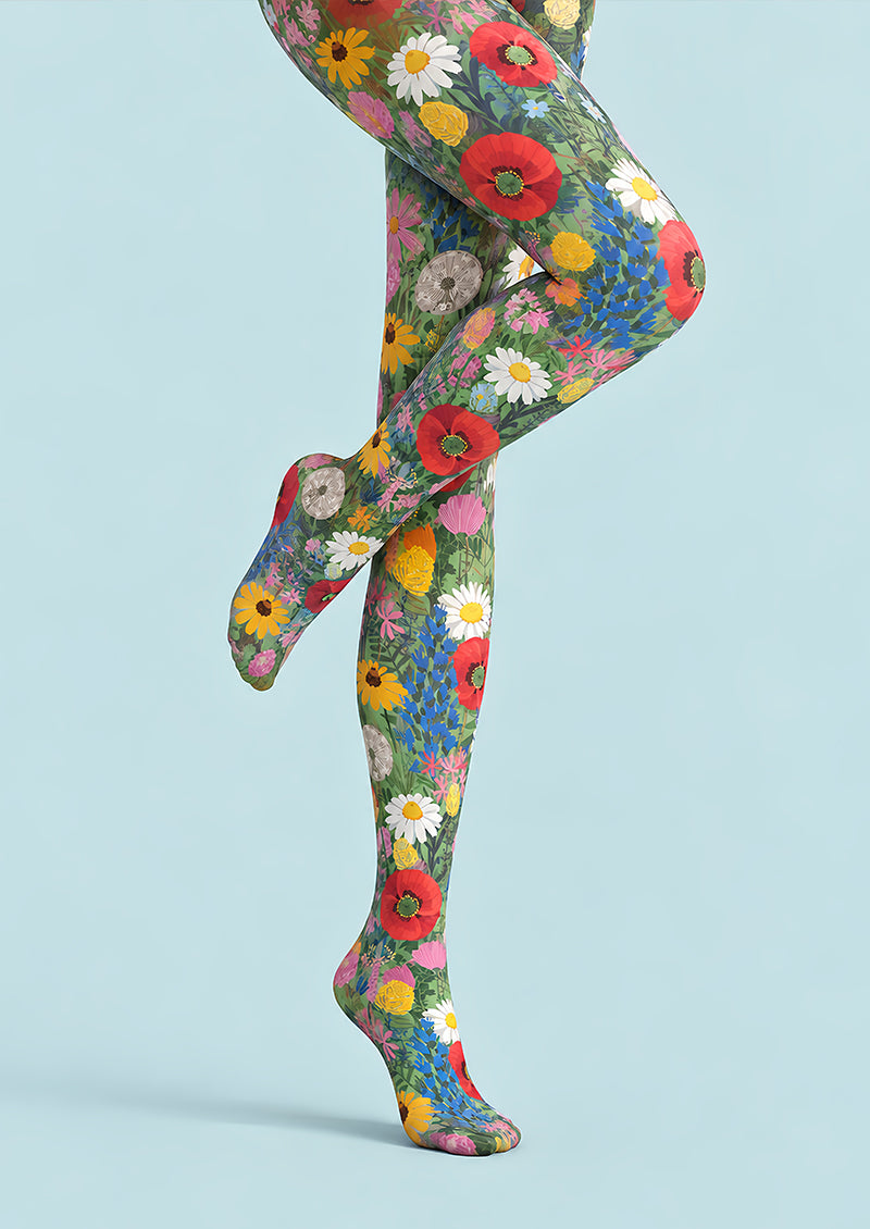 Romantic Floral Garden Print Tights Hosiery Pantyhose L69-37