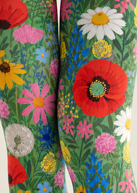 Romantic Floral Garden Print Tights Hosiery Pantyhose L69-37