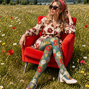 Romantic Floral Garden Print Tights Hosiery Pantyhose L69-37
