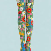 Romantic Floral Garden Print Tights Hosiery Pantyhose L69-37