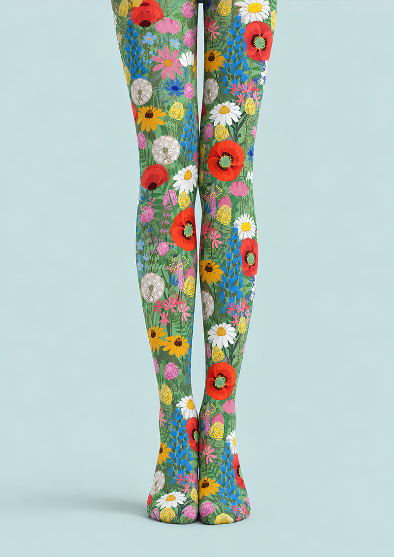 Romantic Floral Garden Print Tights Hosiery Pantyhose L69-37