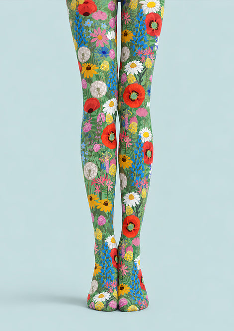 Romantic Floral Garden Print Tights Hosiery Pantyhose L69-37