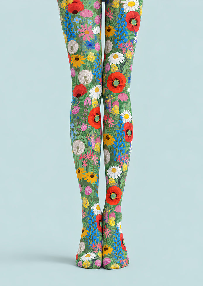 Romantic Floral Garden Print Tights Hosiery Pantyhose L69-37