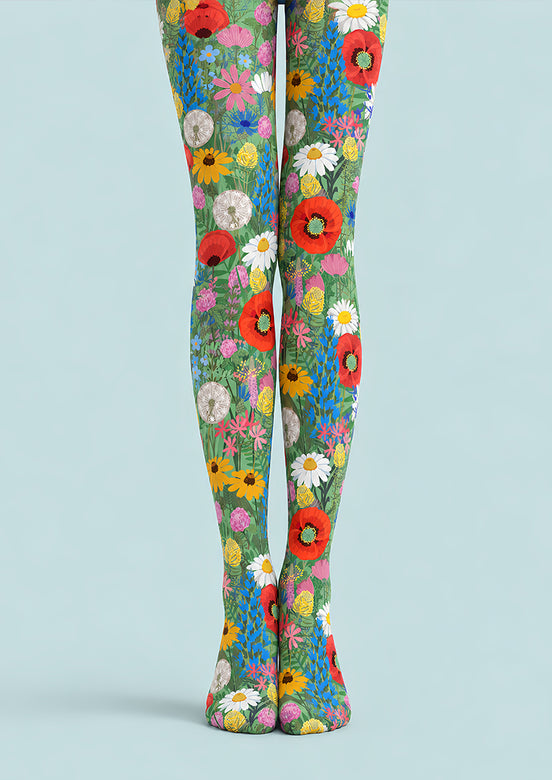 Romantic Floral Garden Print Tights Hosiery Pantyhose L69-37