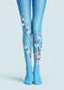 Blue Cherry Blossom Floral Tights Hosiery Pantyhose L69-38