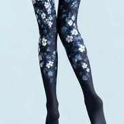 Elegant Navy Floral Tights Hosiery Pantyhose L69-39