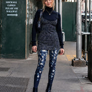 Elegant Navy Floral Tights Hosiery Pantyhose L69-39