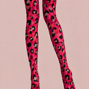 Y2K Pink Leopard Tights Hosiery Pantyhose L69-4