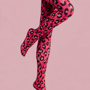 Y2K Pink Leopard Tights Hosiery Pantyhose L69-4