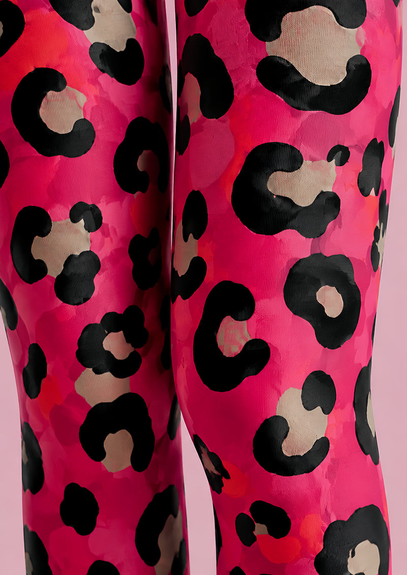 Y2K Pink Leopard Tights Hosiery Pantyhose L69-4