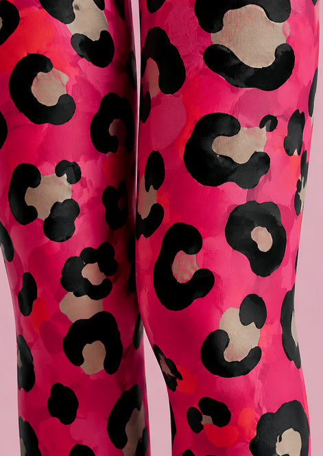 Y2K Pink Leopard Tights Hosiery Pantyhose L69-4