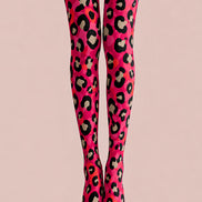 Y2K Pink Leopard Tights Hosiery Pantyhose L69-4