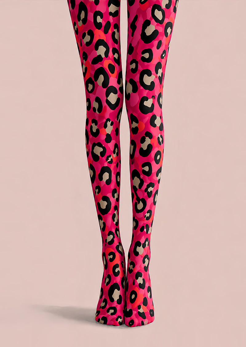 Y2K Pink Leopard Tights Hosiery Pantyhose L69-4