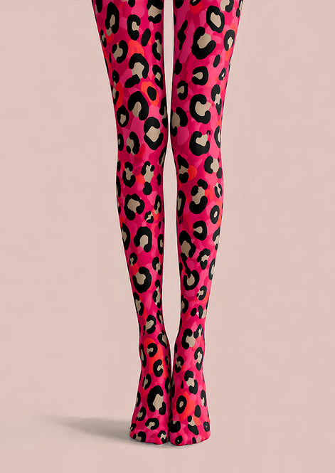Y2K Pink Leopard Tights Hosiery Pantyhose L69-4