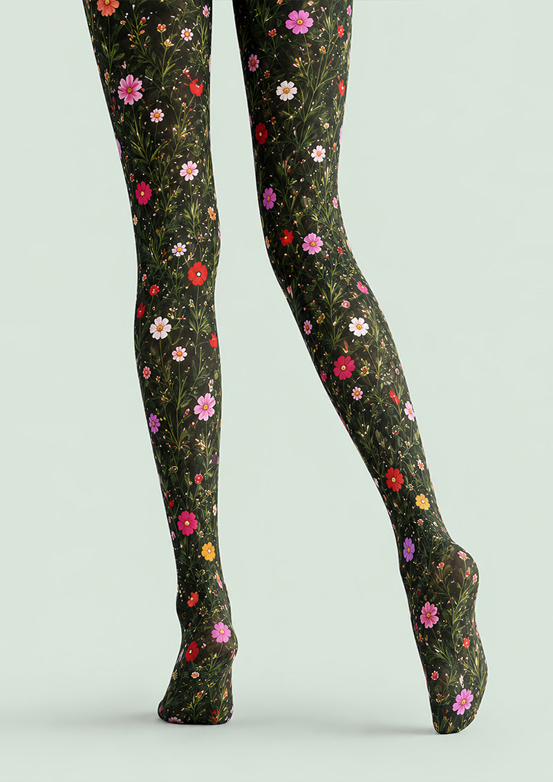 Wildflower Garden Floral Tights Hosiery Pantyhose L69-40
