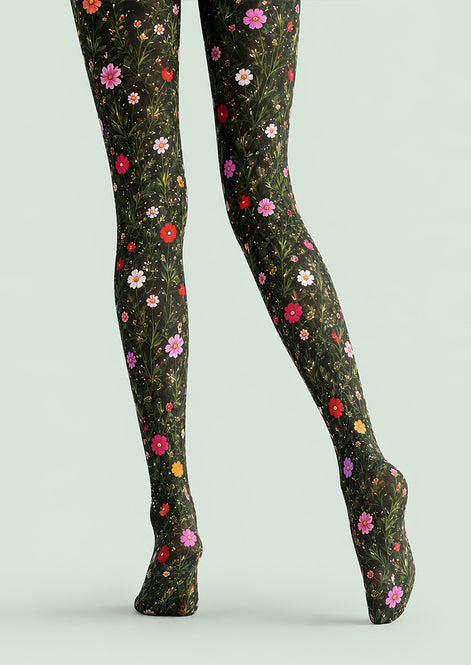 Wildflower Garden Floral Tights Hosiery Pantyhose L69-40